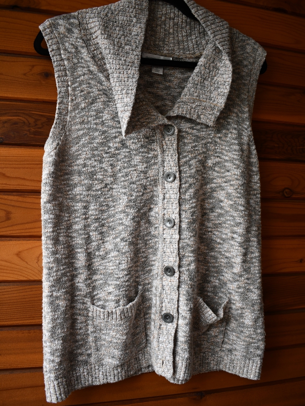 Christopher Banks Cotton Mix Sleevless Button-Up Knit Vest in Heathered Gray